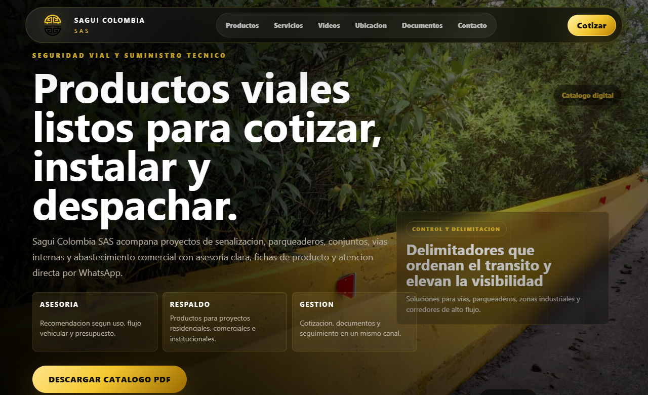 Vista previa de la pagina web de Sagui Colombia S.A.S.